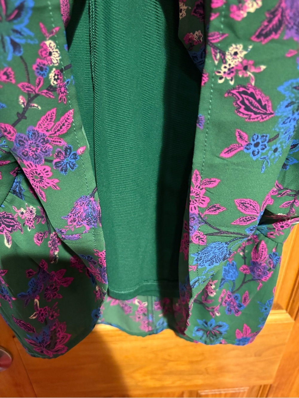 Collective Concepts Green Floral Tunic with Pink & Blue Blooms - Picture 4 of 5